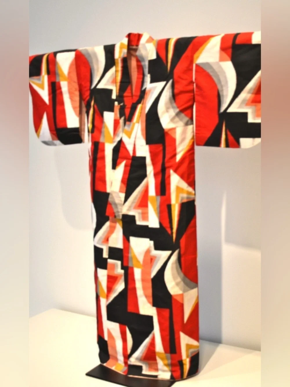 100% silk mod art deco geometric scarf patterned after a kimono